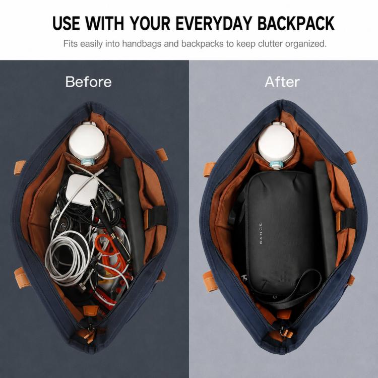 BANGE BG-7918 Organizer elettronico da viaggio, borsa per cavi, custodia impermeabile per accessori digitali con cinturino da polso