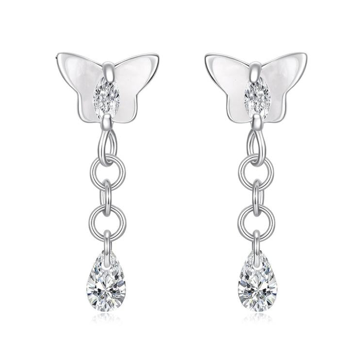 Orecchini S925 argento con farfalla e madreperla