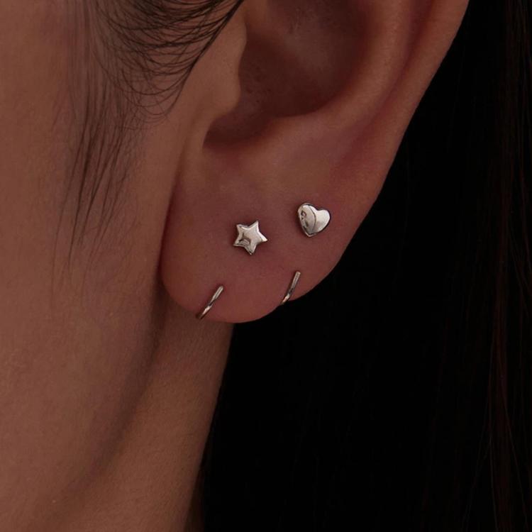 Orecchini minimalisti placcati oro bianco in rame