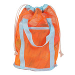 Mesh Beach Toy Bag Drawstring Toiletry Tote Sack With Handle Front Pocket For Kids Bath Swimming