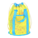 Mesh Beach Toy Bag Drawstring Toiletry Tote Sack With Handle Front Pocket For Kids Bath Swimming