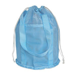 Mesh Beach Toy Bag Drawstring Toiletry Tote Sack With Handle Front Pocket For Kids Bath Swimming