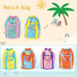 Mesh Beach Toy Bag Drawstring Toiletry Tote Sack With Handle Front Pocket For Kids Bath Swimming