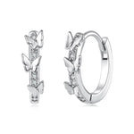 Starry Butterfly Earrings Copper Plated with White Gold Jewelry, YIE352, YIE353