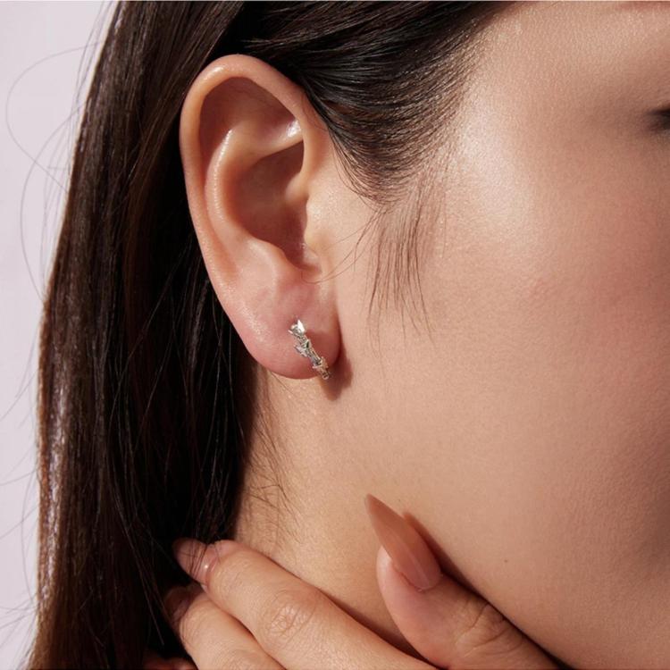 Starry Butterfly Earrings Copper Plated with White Gold Jewelry, YIE352, YIE353