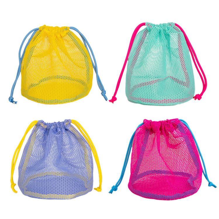 Mesh Drawstring Bag Breathable Travel Toiletry Pouch Beach Toy Bag For Kids Swim