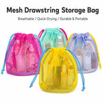 Mesh Drawstring Bag Breathable Travel Toiletry Pouch Beach Toy Bag For Kids Swim