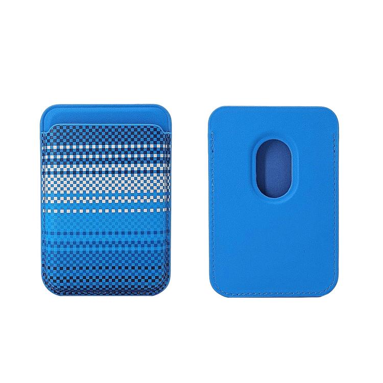Portafoglio magnetico per cellulare con texture in fibra aramidica a righe, porta carte con 23 magneti N52 e fessura per il pollice.
