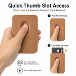 Portafoglio magnetico per cellulare con texture in fibra aramidica a righe, porta carte con 23 magneti N52 e fessura per il pollice.