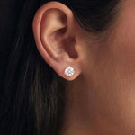 S925 Sterling Silver Small Sugar Cube Moissanite Sparkling Earrings, MSE134-S, MSE134-L