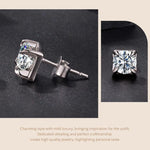 S925 Sterling Silver Small Sugar Cube Moissanite Sparkling Earrings, MSE134-S, MSE134-L