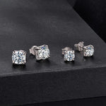 S925 Sterling Silver Small Sugar Cube Moissanite Sparkling Earrings, MSE134-S, MSE134-L