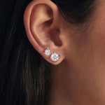 S925 Sterling Silver Small Sugar Cube Moissanite Sparkling Earrings, MSE134-S, MSE134-L