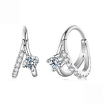 S925 Sterling Silver White Gold Plated Double-Layer Moissanite Sparkling Earrings, MSE136