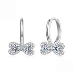 S925 Sterling Silver Sparkling Bow Moissanite Earrings