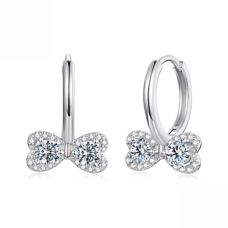 S925 Sterling Silver Sparkling Bow Moissanite Earrings