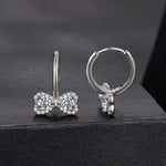 S925 Sterling Silver Sparkling Bow Moissanite Earrings