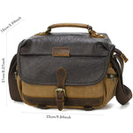Vintage Waterproof Canvas Camera Messenger Bag DSLR Mirrorless Shoulder Case