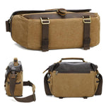 Vintage Waterproof Canvas Camera Messenger Bag DSLR Mirrorless Shoulder Case