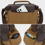 Vintage Waterproof Canvas Camera Messenger Bag DSLR Mirrorless Shoulder Case