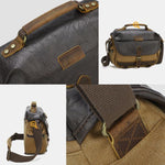 Vintage Waterproof Canvas Camera Messenger Bag DSLR Mirrorless Shoulder Case