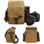 Waxed Canvas Camera Shoulder Bag Waterproof Vintage Messenger Case