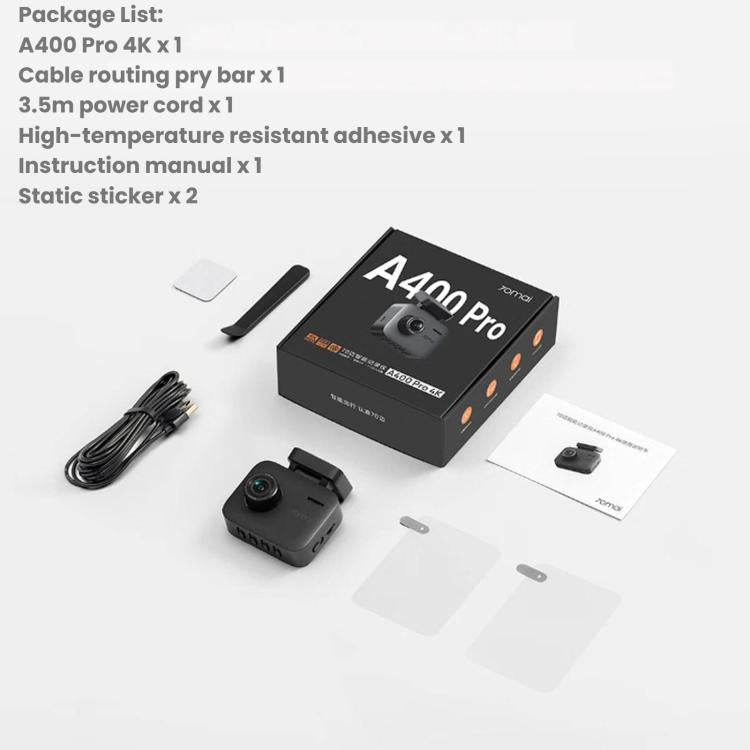 70mai 4K Night Vision Ultra HD 24H Parking Monitoring Dashcam, USB, Cigarette Lighter