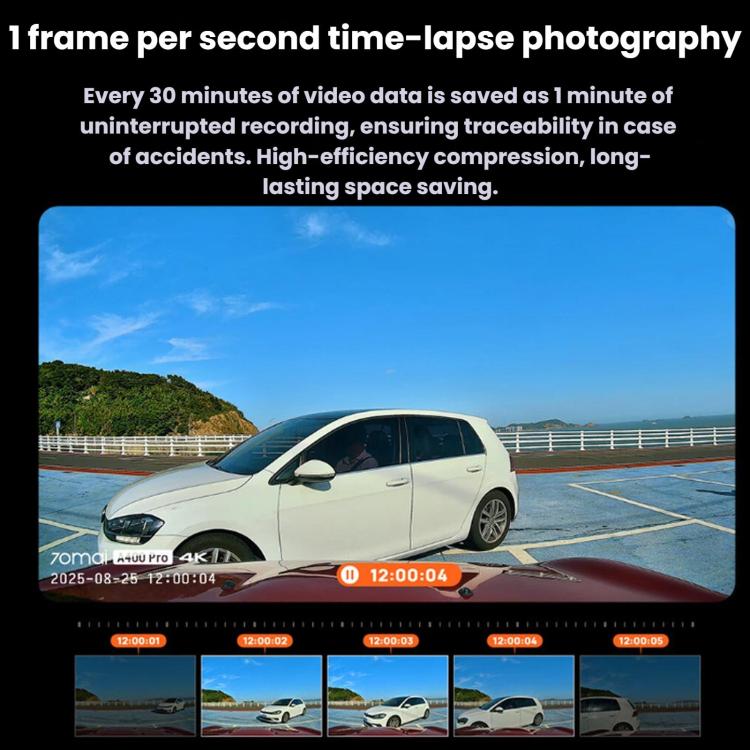 70mai 4K Night Vision Ultra HD 24H Parking Monitoring Dashcam, USB, Cigarette Lighter