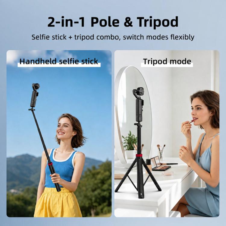 Asta di prolunga per selfie con testa a sfera Flymile per DJI, Insta360, GoPro e altre action camera
