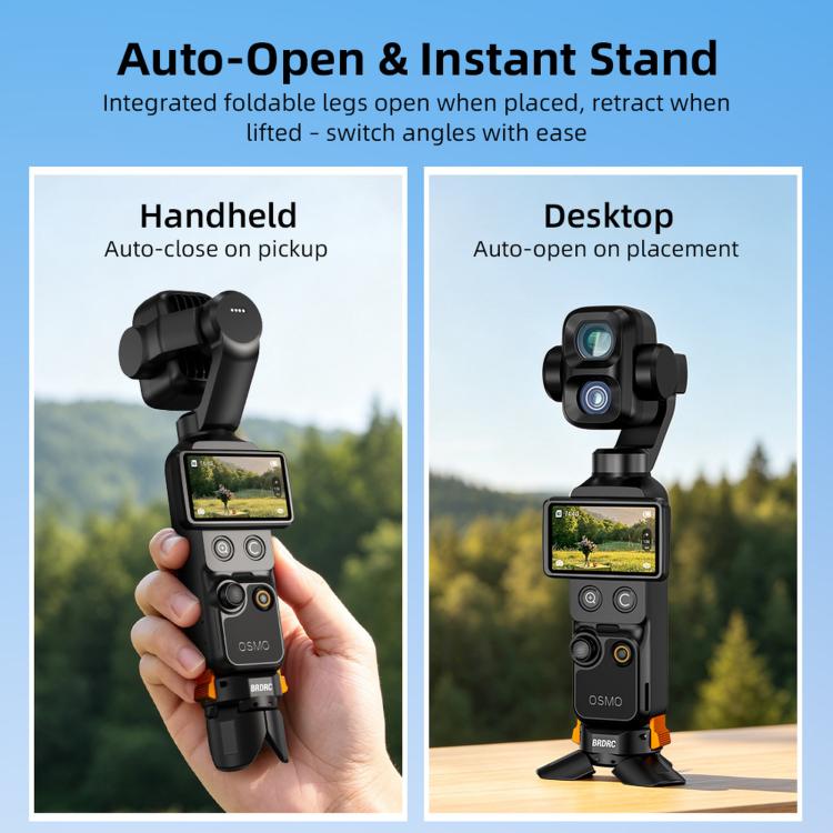 Per DJI Osmo Pocket 4P / 4 / 3 BRDRC Treppiede magnetico a sgancio rapido con funzione di ricarica.