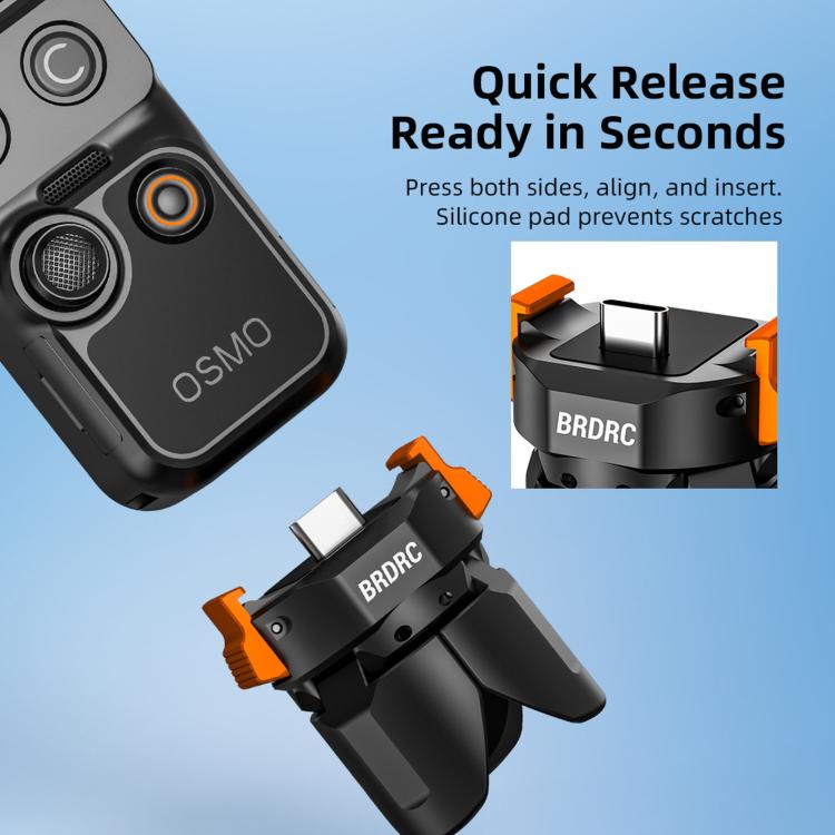 Per DJI Osmo Pocket 4P / 4 / 3 BRDRC Treppiede magnetico a sgancio rapido con funzione di ricarica.