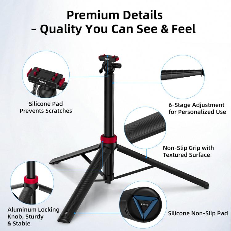 Per Insta360 Ace Pro 2 / X5 BRDRC, asta di prolunga per selfie con testa a sfera a sgancio rapido da 1,6 m.