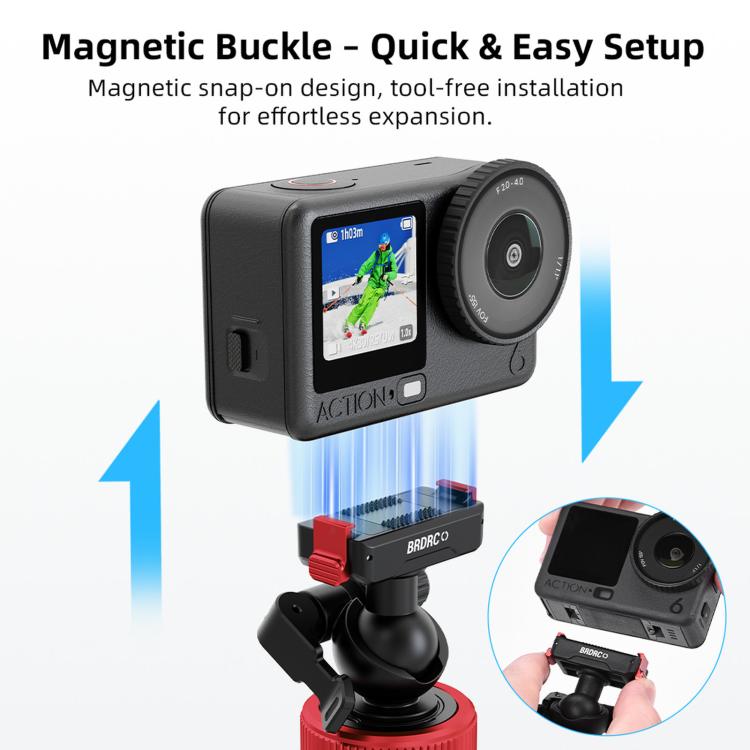 BRDRC Asta per selfie con testa a sfera da 1,6 m e sgancio rapido per treppiede., For DJI Osmo Action 6 / Nano, For DJI Osmo Action 3 / 4 / 5 Pro