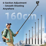 BRDRC Asta per selfie con testa a sfera da 1,6 m e sgancio rapido per treppiede., For DJI Osmo Action 6 / Nano, For DJI Osmo Action 3 / 4 / 5 Pro
