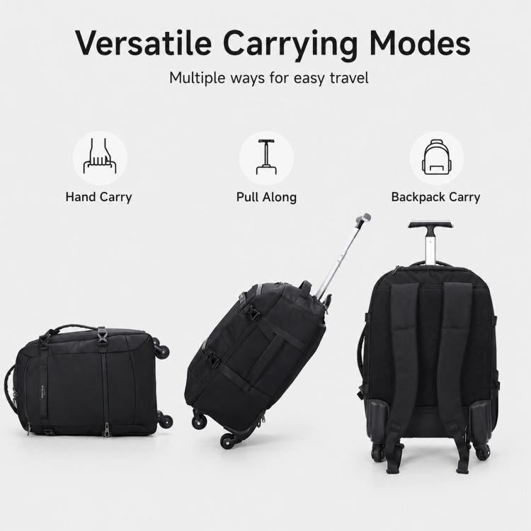 AOKING 20 Inch Rolling Backpack With 360-Degree Spinner Wheels Laptop Bag With Exterior Side Pocket