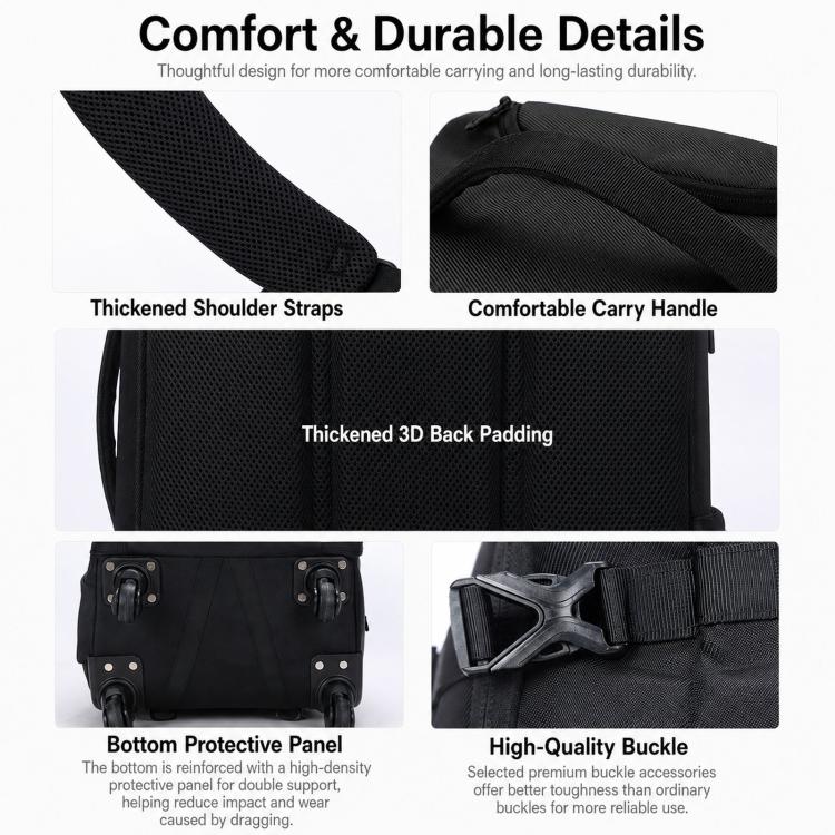 AOKING 20 Inch Rolling Backpack With 360-Degree Spinner Wheels Laptop Bag With Exterior Side Pocket
