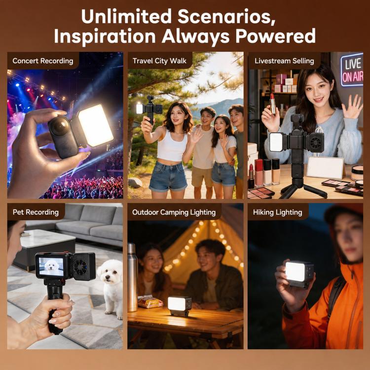 ShiYifan Ventola di raffreddamento e luce di riempimento 2 in 1, For DJI Osmo Nano, For DJI Osmo Action 6, For DJI Osmo Action 4 / 5, For DJI Osmo Pocket 4 / 3 / Insta360 Luna Ultra