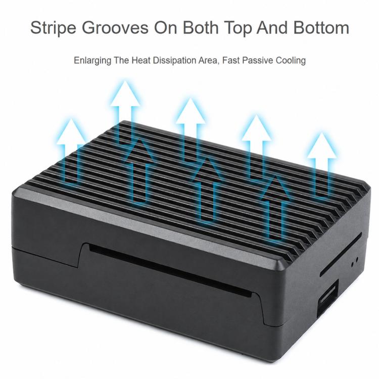 Waveshare 21176 Custodia scanalata in alluminio a strisce per Raspberry Pi 4, 21176