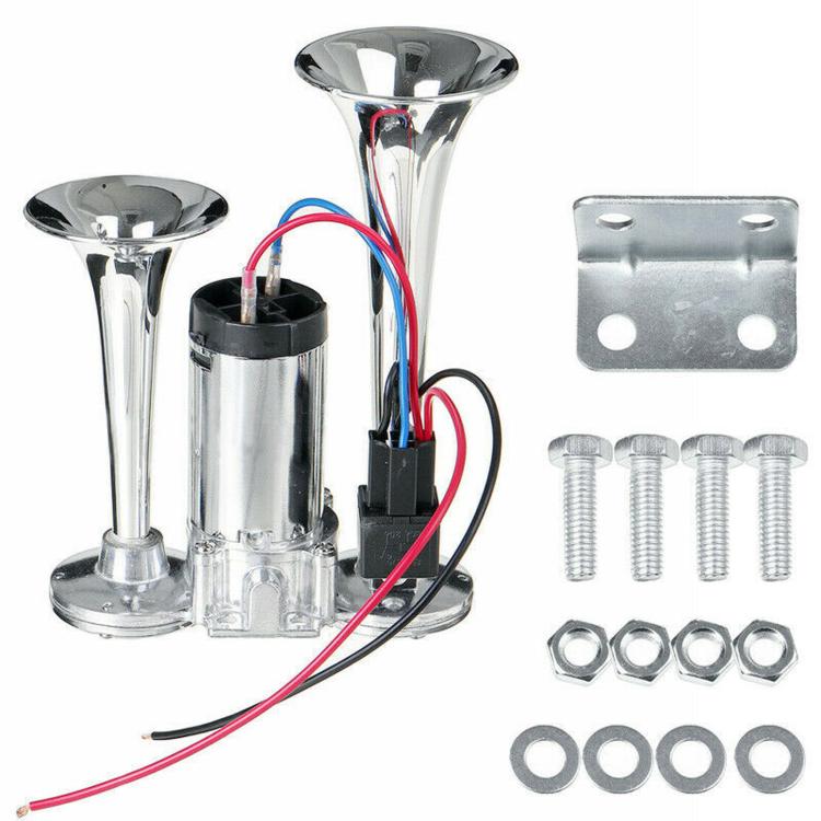 Clacson elettrico per auto a doppio tubo metallico da 600 dB con relè, pompa e relè., ST-1018S 24V