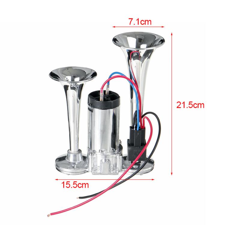 Clacson elettrico per auto a doppio tubo metallico da 600 dB con relè, pompa e relè., ST-1018S 24V