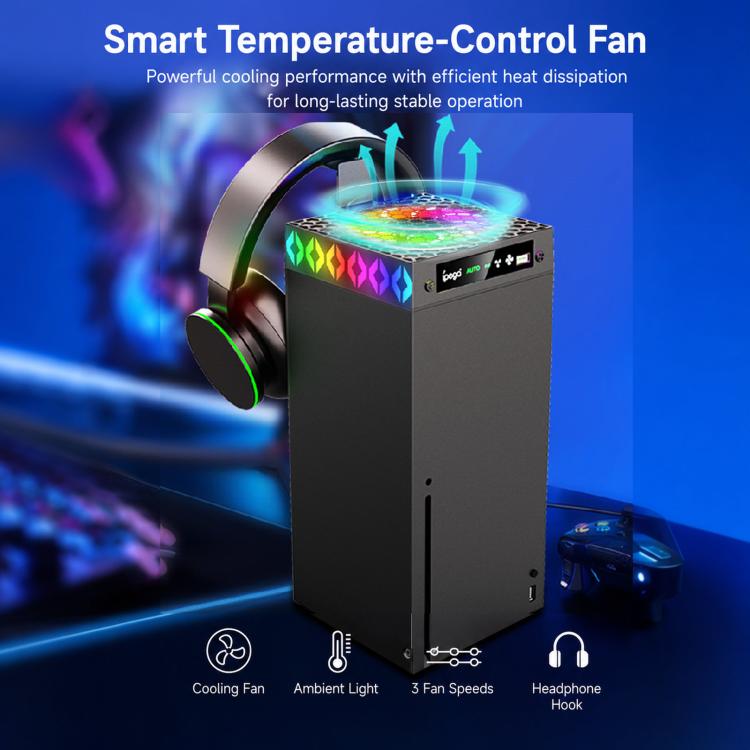 Ventola di raffreddamento superiore ipega per console Xbox Series X con sensore di temperatura automatico, luce RGB e gancio per cuffie., PG-XBX026S