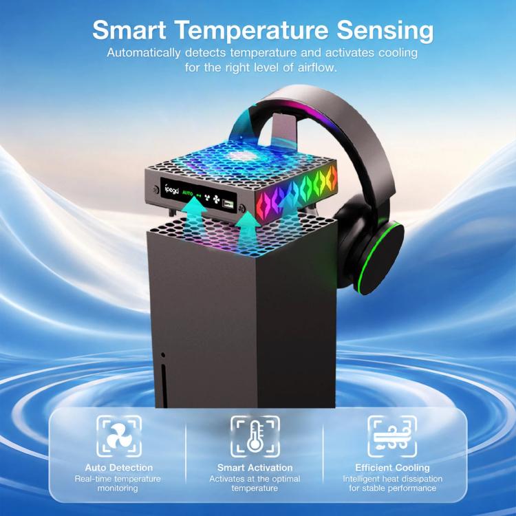Ventola di raffreddamento superiore ipega per console Xbox Series X con sensore di temperatura automatico, luce RGB e gancio per cuffie., PG-XBX026S
