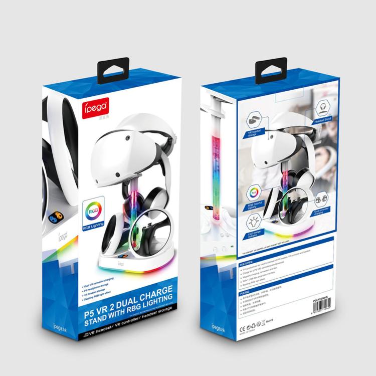 Base di ricarica RGB ipega per controller PS5 VR2 / PlayStation VR2, stazione di ricarica e supporto per visore VR, PG-P5V001S, PG-P5V001