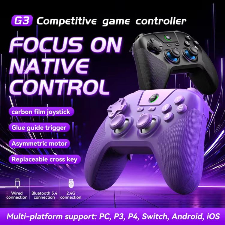Controller di gioco BSP G3 Tri-Mode con joystick in carbonio e tasti macro per PC / Switch / PS4 / iOS e Android, With Stand White, With Stand Black, With Stand Pink, With Stand Purple, With Receiver White, With Receiver Black, With Receiver Pink      ...
