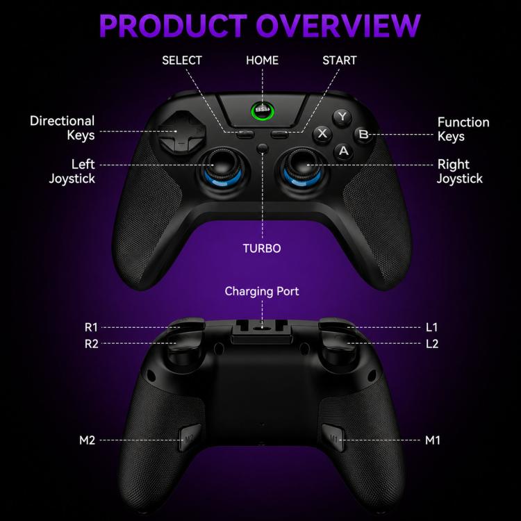Controller di gioco BSP G3 Tri-Mode con joystick in carbonio e tasti macro per PC / Switch / PS4 / iOS e Android, With Stand White, With Stand Black, With Stand Pink, With Stand Purple, With Receiver White, With Receiver Black, With Receiver Pink      ...