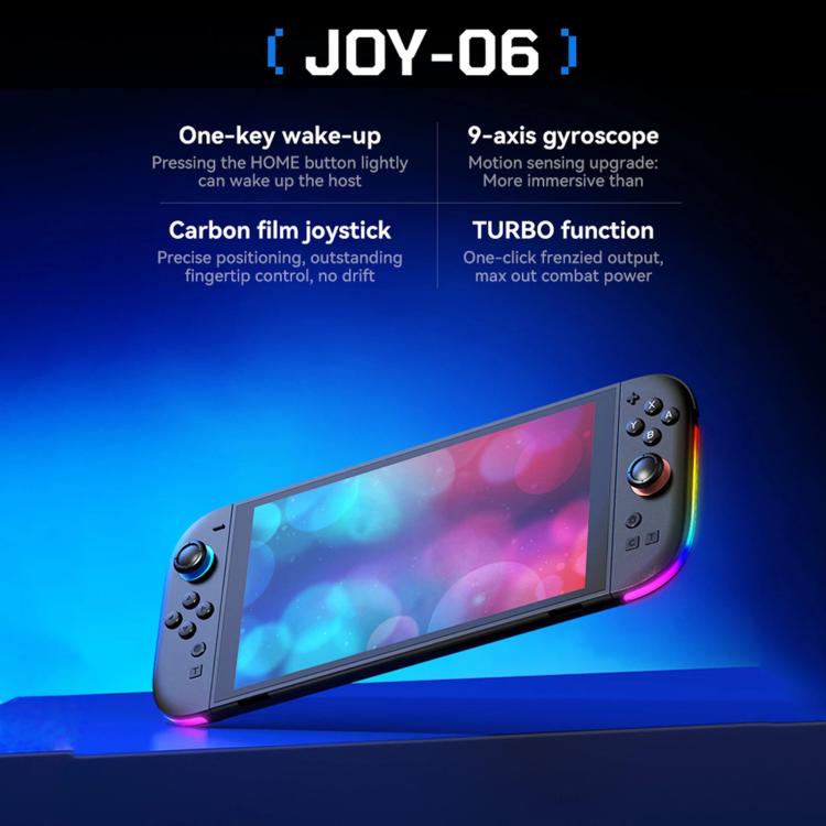 JOY-06 Controller wireless magnetici per Switch 2 con joystick in film di carbonio, giroscopio a 9 assi, riattivazione con un solo tasto