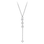 Collana lunga ed elegante con quadrifoglio portafortuna a forma di Y e catena per clavicola., YIN132
