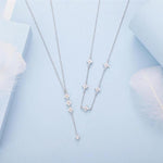 Collana lunga ed elegante con quadrifoglio portafortuna a forma di Y e catena per clavicola., YIN132