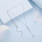 Collana lunga ed elegante con quadrifoglio portafortuna a forma di Y e catena per clavicola., YIN132