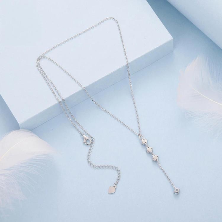 Collana lunga ed elegante con quadrifoglio portafortuna a forma di Y e catena per clavicola., YIN132